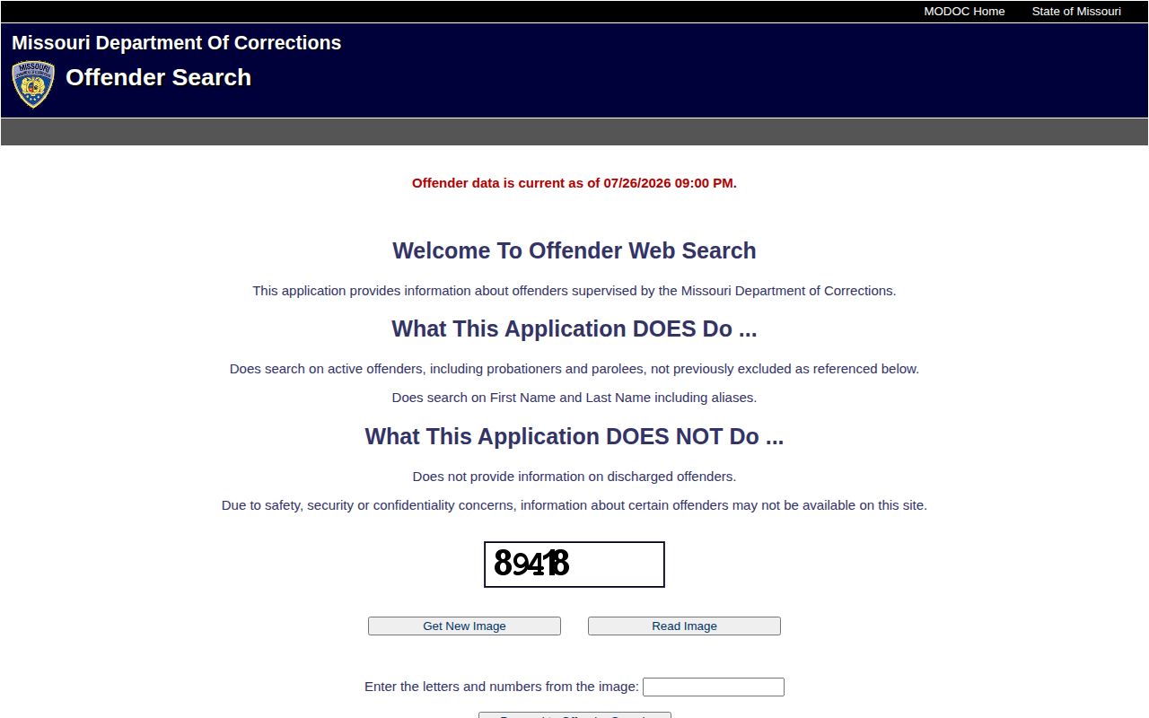 Crawford County released inmate MODOC active-only search scope